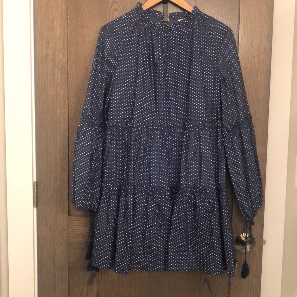 NWT Listicle Blue Polka Dot Swing Dress, L